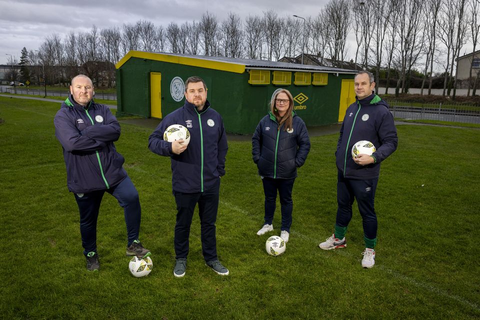 Broadford Rovers vice-chairman Liam Kealy, treasurer Andrew Corcoran, chairperson Loraine Kane and secretary Damian Kilpatrick. Photo: Tom Honan